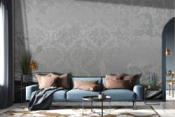 Damask wallpaper gray and black vintage waves-0191