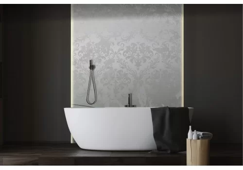 Carta da Parati damasco grigio e onde nere vintage-0191 2