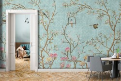 Carta da Parati animali Fiori Natura Vintage