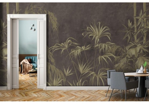 Tropical Leaves Nature Vintage Brown Wallpaper-0196