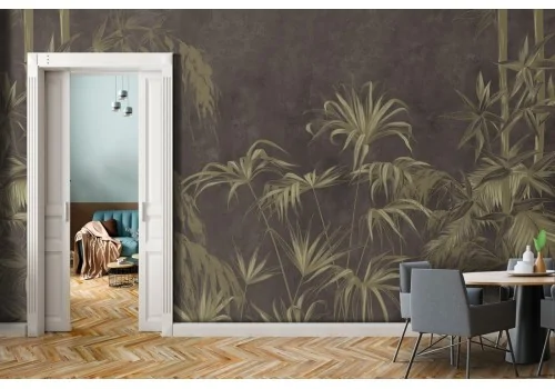 Tropical Leaves Nature Vintage Brown Wallpaper-0196