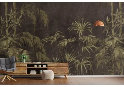 Tropical Leaves Nature Vintage Brown Wallpaper-0196 2