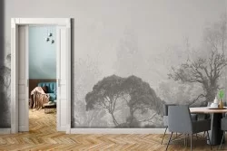 Carta da Parati foresta minimal bosco natura grigio-0200