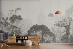 Carta da Parati foresta minimal bosco natura grigio-0200