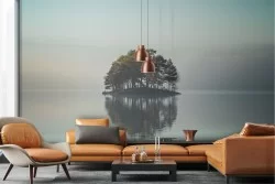 Wallpaper isolated with trees in the lake landscape