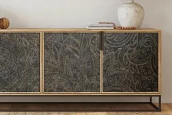 Carta da Parati foglie vintage decorazione oro e nero-0203