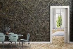 Carta da Parati foglie vintage decorazione oro e nero-0203