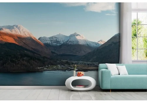 Snowy Mountain Wallpaper on Lake Landscape-0210