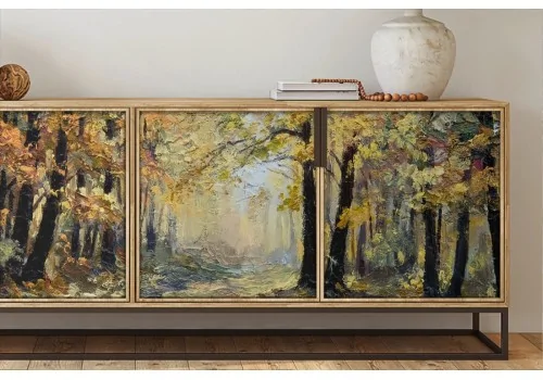 Wallpaper painted autumn forest yellow trees-0217