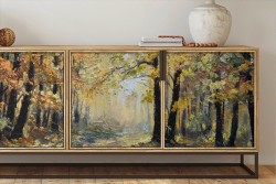 Carta da Parati dipinto bosco autunno alberi gialli-0217