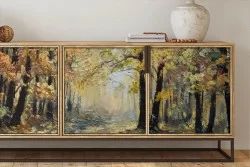 Wallpaper painted autumn forest yellow trees-0217