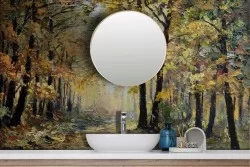 Wallpaper Painted Trees and Watercolors Nature