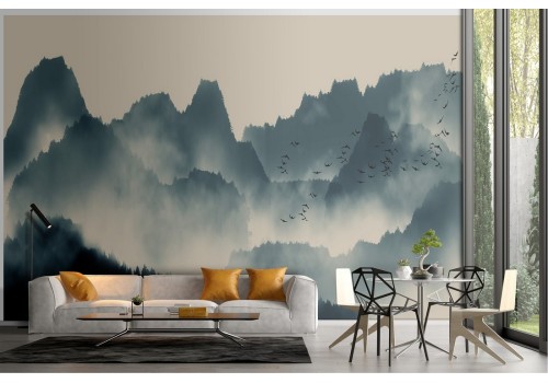 Wallpaper stylized landscape mountains nature