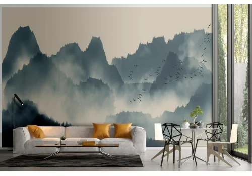 Wallpaper landscape stylized mountains nature