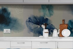 Carta da Parati fiori blu natura design-0221