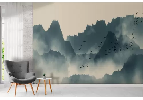 Carta da Parati paesaggio montagne stilizzate natura 2