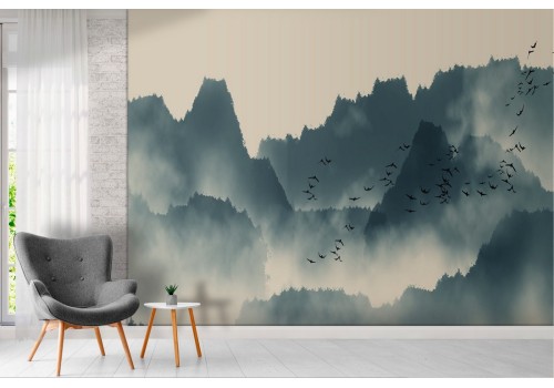 Wallpaper stylized landscape mountains nature 2