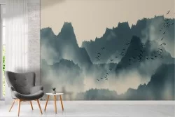 Wallpaper stylized landscape mountains nature