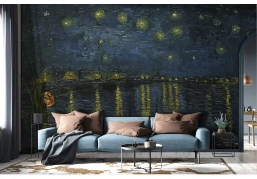 Van Gogh Starry Night Painted Wallpaper-0227 2