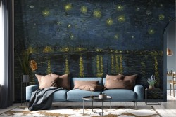 Van Gogh Starry Night Painted Wallpaper-0227