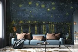 Van Gogh Starry Night Painted Wallpaper-0227