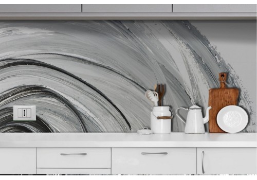 Abstract flower wallpaper black and white painted-0229 2