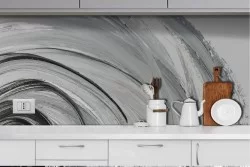 Abstract flower wallpaper black and white painted-0229