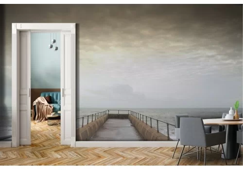 Carta da Parati paesaggio molo scogli sul mare-0231