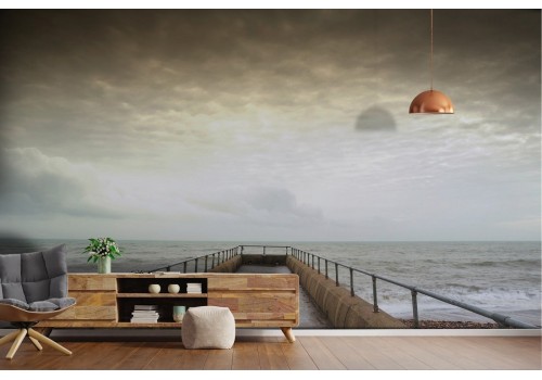 Carta da Parati paesaggio molo scogli sul mare-0231 2