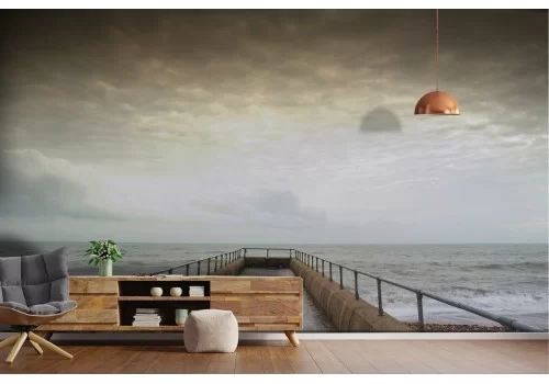 Carta da Parati paesaggio molo scogli sul mare-0231 2