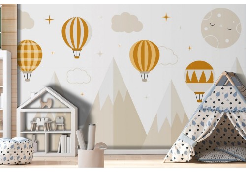 Children's hot air balloon wallpaper design-0234
