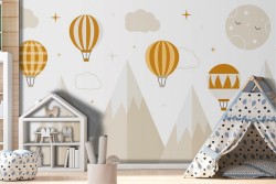 Children's hot air balloon wallpaper design-0234