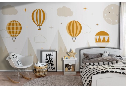 Children's hot air balloon wallpaper design-0234 2