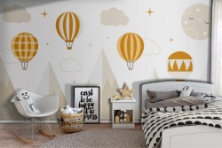 Children's hot air balloon wallpaper design-0234