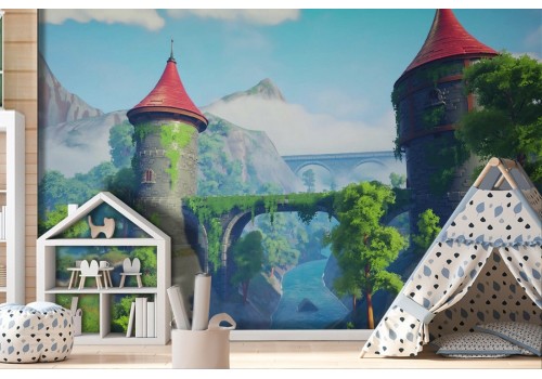 Magic Castle Fairy Tale Children's Wallpaper-0236
