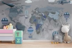 Carta da Parati Mappe Razzi aerei mongolfiere