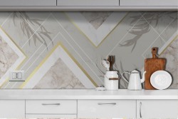 Carta da Parati design marmo foglie-0240