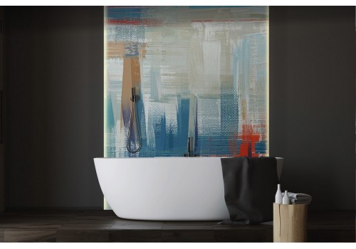 Abstract modern wallpaper painted in orange and blue-0242 2