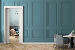 Carta da Parati boiserie azzurro vintage design raffinato-0244