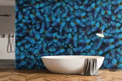 Blue butterflies modern design wallpaper-0245