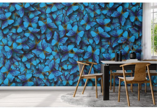Blue butterflies modern design wallpaper-0245 2