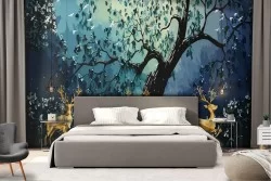 Carta da Parati Astratta Dipinti e Acquerelli Foreste e Alberi Natura