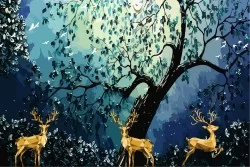 Carta da Parati Design e Stili Flora e Fauna Paesaggi e Natura Astratta Dipinti e Acquerelli Foreste e Alberi Natura