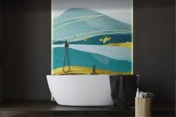 Blue Gold Abstract Luxury Wallpaper Decoration-0250