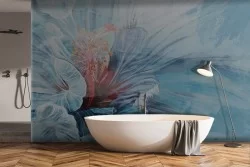 Carta da Parati fiore raffinata azzurro-0258