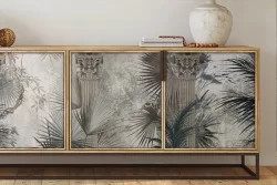 Tropical flowers wallpaper and marble masonry details-0259