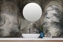 Tropical Marble Leaves Wallpaper