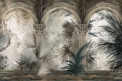 Wallpaper Design and Styles Surfaces and Textures Leaves Marble Tropical