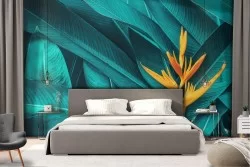 Tropical Flowers Leaves Wallpaper