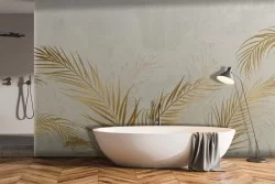 Carta da Parati palme foglie tropicali oro luxury-0265